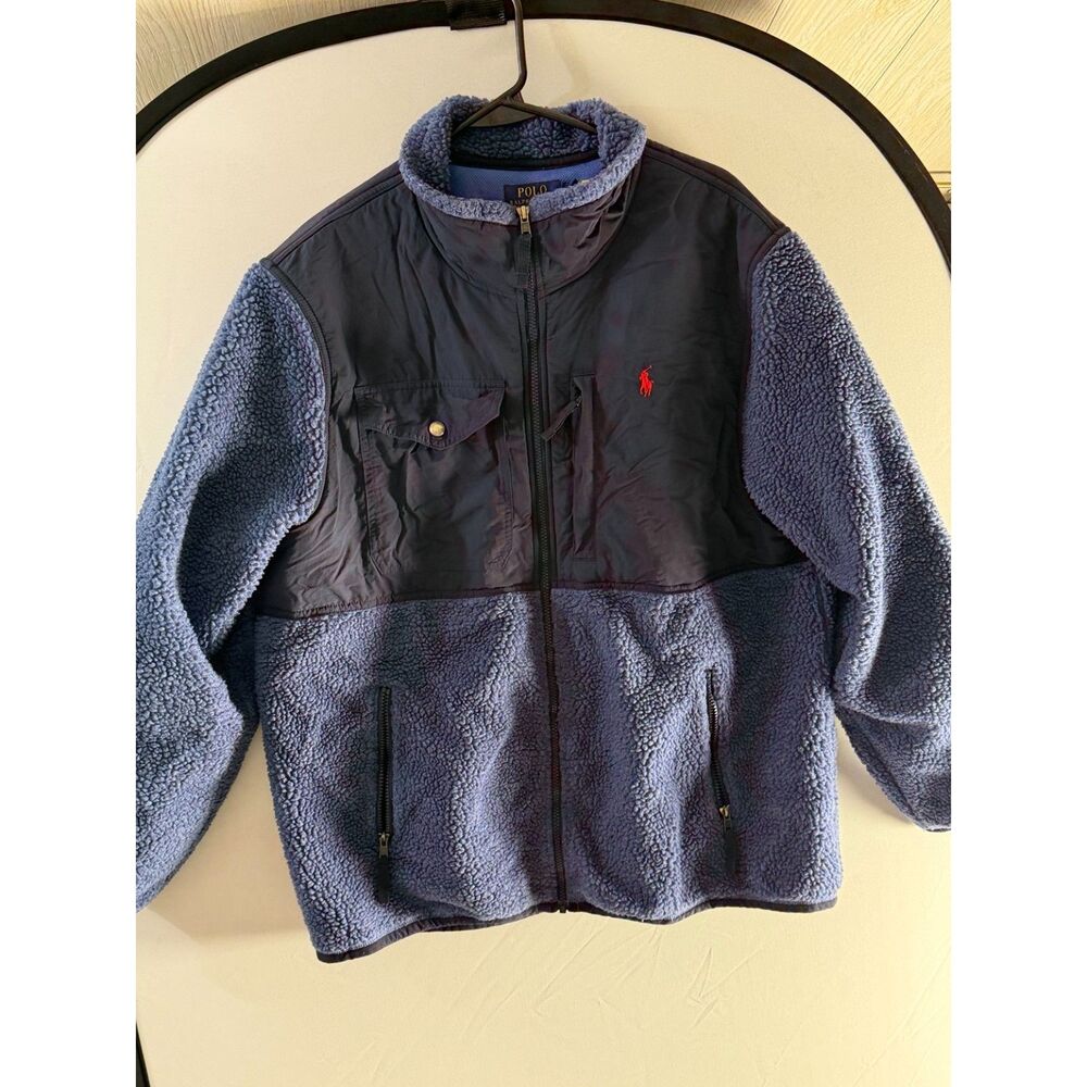Polo Ralph Lauren Men’s XL Sherpa Fleece Jacket Blue Navy Utility Gorpcore